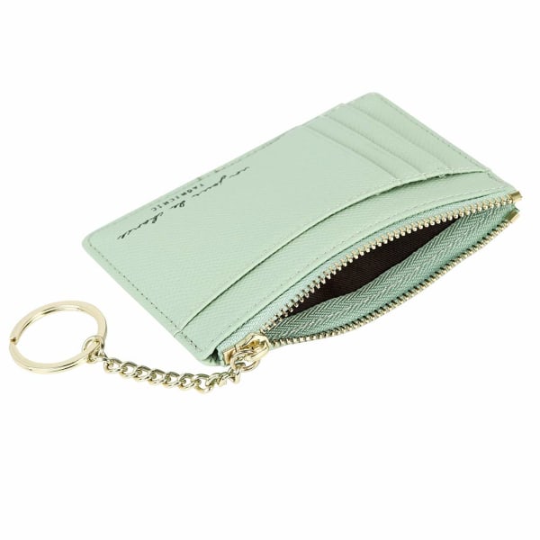 Dame 8-kort smal minimalistisk kortholder etui Kortetui Lommebok Nøkkelring foran lomme lommebok Mini kredittkortvesker, grønn