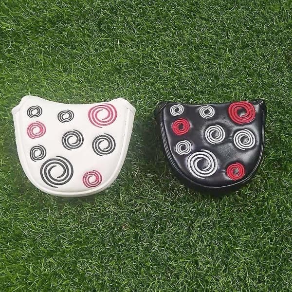 Golf Head Cover Golf Mallet Putter Skydd Läder Head Cover Magnetisk Stängning Enkel Svart Simple black