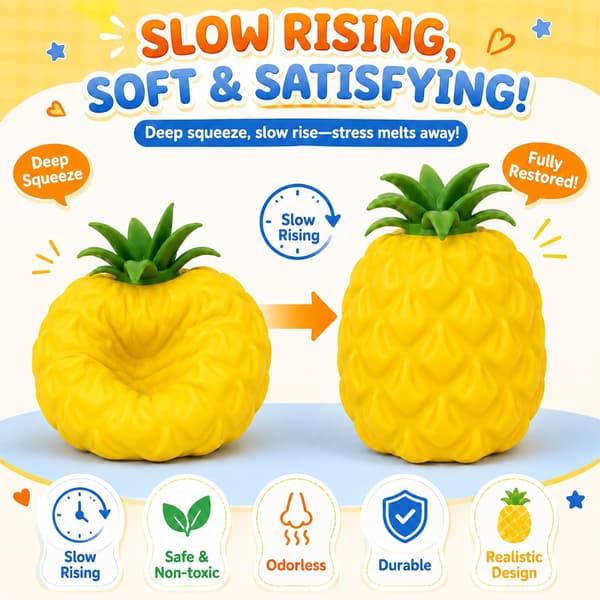 9 tum jättestor ananas Squishy, Jumbo sensorisk stressavlastningsleksak för vuxna (16*12,5 cm) Pineapple