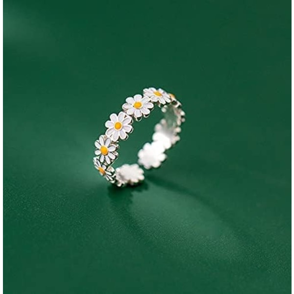 925 Sterling Sølv Small Daisy Flower Ringe Justerbar Åben Ring Delikat hverdagsring til kvinder