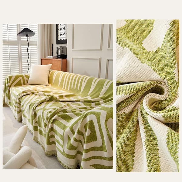 Bøhmisk-stil chenille sofabetræk (egnet til 1/2/3/4-personers og L-formede sofaer), møbelbeskytter — grøn, 180x230cm green