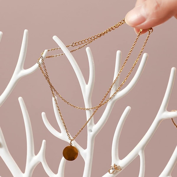 Smyckesställ, dekorativt smyckesträd, halsbandsförvaring, armbandsställ, design av hjorthornsträd armband halsband organizer(vit)