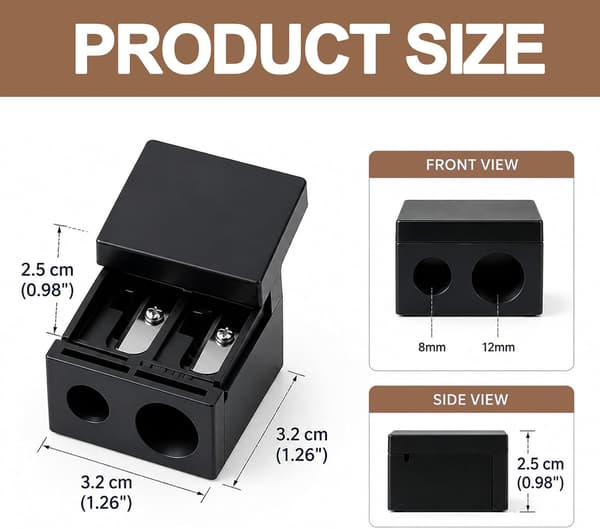 2 kpl kaksikokoista kauneuskynän teroitinta, meikkikynän teroitin (3*4*3.8cm), pinkki black