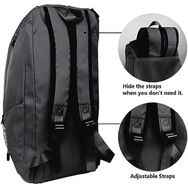Sports Gym Bag til mænd og kvinder, Yoga Gym Bag, Rejsetaske med skorum og vådlomme, bærbar let weekendtaske black