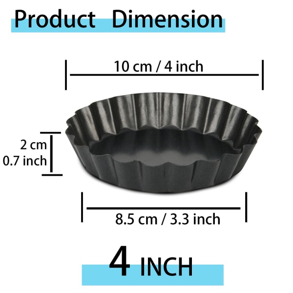Paket med 6 form med lyftbas, non-stick beläggning Form liten 10 cm / 4 tum