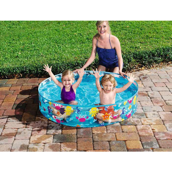 Sea Life Play Pool Barnebasseng, Oppblåsbar Overjordisk Basseng, Utendørs Hagebasseng Blå 48 x 10 Tommer