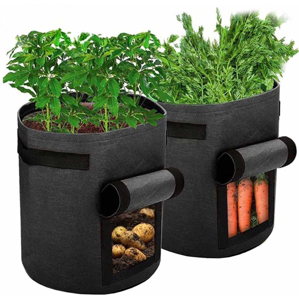 Potatisodlingspåsar, 2-pack växtodlingspåsar Fönsterklaff, handtag för potatis Tomat Morot Lök Blomma Frukt 30*35cm