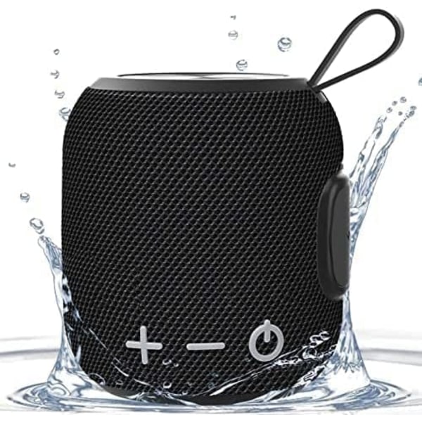 Bärbar Bluetooth högtalare, Mini Bluetooth 5.0 Dubbelparande trådlös högtalare, Stereo Bas Vattentät för resor, pool och utomhusduschhögtalare (svart)
