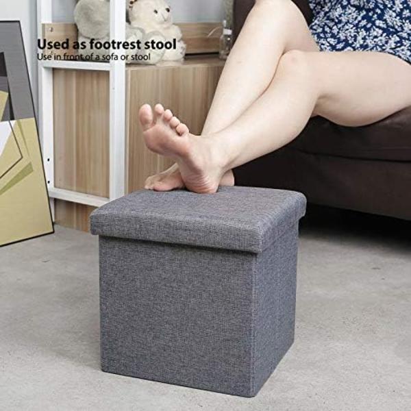 Opbevaringshocker terning stue soveværelse hjemmekontor sovesal lille fodskammel opbevaring fodskammel grå 30*30*30cm