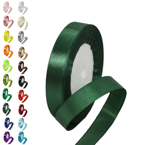 15 mm mørkegrønt bånd for gavefremstilling, 22M grønt polyesterbånd dobbeltsidig satengbånd gave julebånd gave til kake bryllup dekorasjon