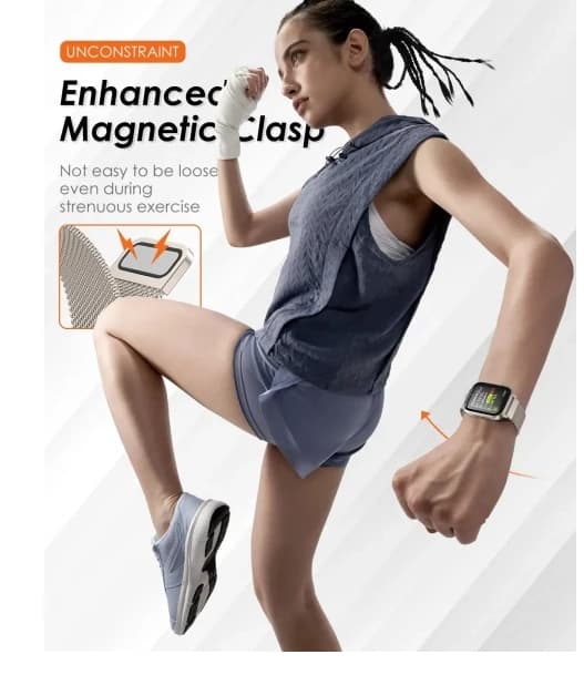 Milanese Loop-armbånd til Apple Watch i rustfritt stål med magnetisk spenne - 38/40/41 (med lenke) - Starlight + Svart