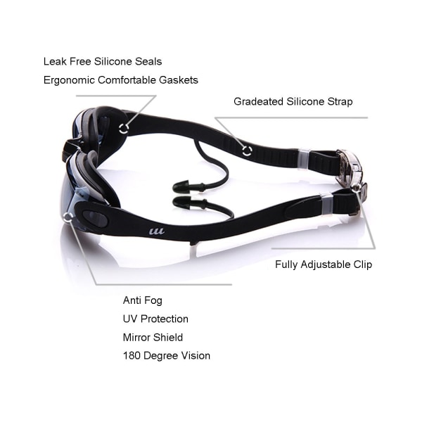 Simglasögon, anti-im UV-skyddslinser, fullt justerbara för vuxna
