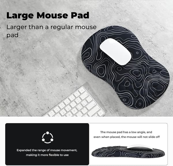 1 stk musematte med håndleddsstøtte, gaming musematte, stor musematte, stripe | | Ergonomiske massasjeknotter, lindrer håndleddssmerter, vaskbar, (31x21x2,8 cm) Stripe