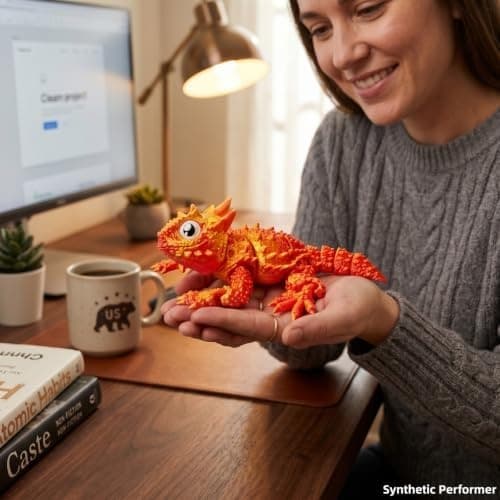 3D-printet øglefigur, 1 stk 3D-printede dyr og 3D-printede leker, fleksibel leddet hornøgle skrivebordsdekorasjon, samleobjektgave Horned Lizard