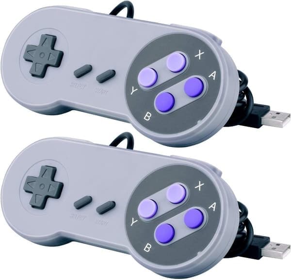 2-pack USB-kontroller för Super NES SNES USB Famicom-kontroller Joypad Gamepad för bärbar dator Windows PC/Mac/Raspberry Pi Lila Purple