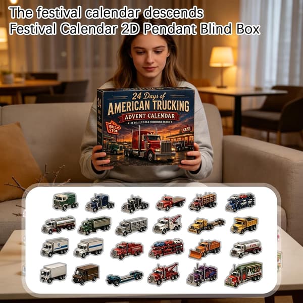 Amerikansk Lastbil Julekalender 2026, 2D Akrylfigurer Gave 24 stk C