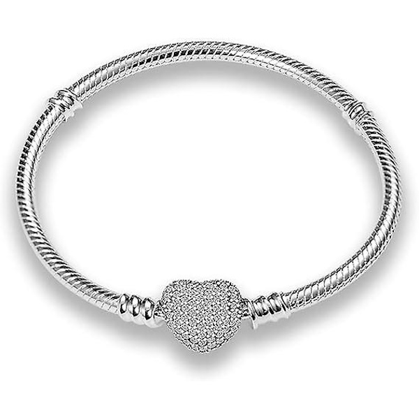 1 Armband för kvinnor Pandora-berlocker med silverhjärta-spänne, Kvinnors smycken julklappar till kvinnor födelsedag