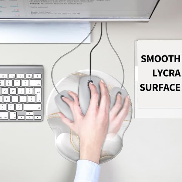 1 stk musematte med håndleddsstøtte, ergonomisk gelmusematte, musehåndleddsstøtte med sklisikker base (hvit marmor, 24,5*22 cm)