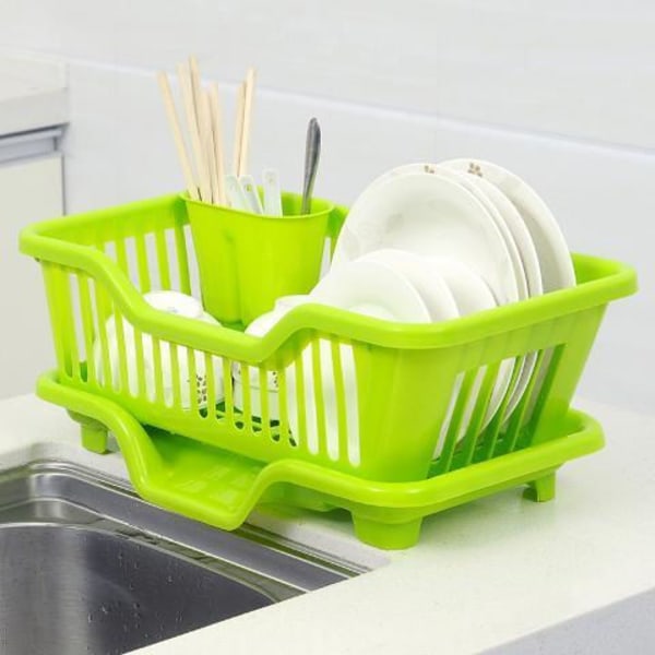Diskställ i plast för kök, vattenavrinningsställ, skål och ätpinnar, förvaringsställ, förvaringslåda, förvaringskorg