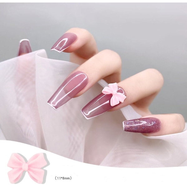 3D rosett nagelknopp strass kristallharts nagelkonst dekorationer rosa rosett nagelkonst dekorationer söt rosett nagel