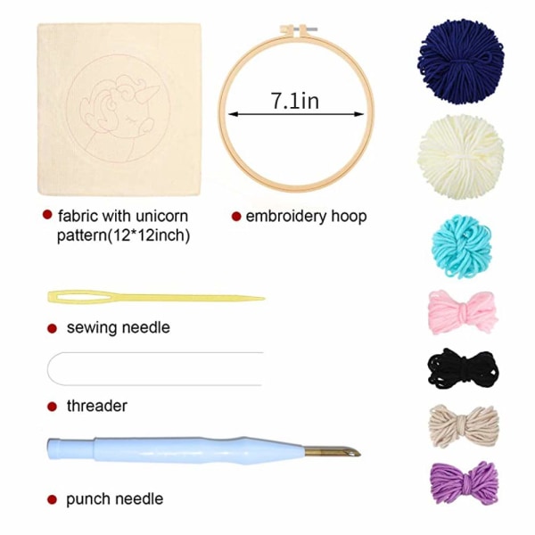 Punch Needle Brodery Starter Kit Teppe Punch Needle Tool Threader Stoff Broderi Hoop Garn Teppe Punch Needle (Ny Starry Sky)