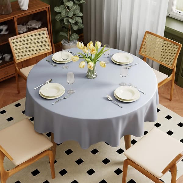 Gary runde duker 148 cm, vaskbar polyesterduk | Stor sirkulær duk i polyesterstoff til spisebord, 1 stk. gray