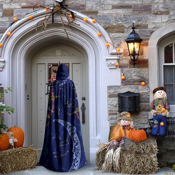 YETTA YANG Halloween Hætteklædt Kappe til Voksne Mænd Kvinder Jul Hætteklædte Trøjer Kappe Cosplay Cosplay Kostumer Blå Stjerne Måne One Size