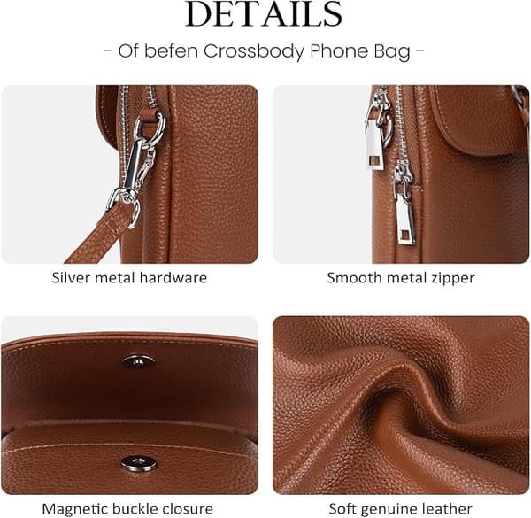 1 st äkta läder crossbody-väskor för kvinnor små, brun brown