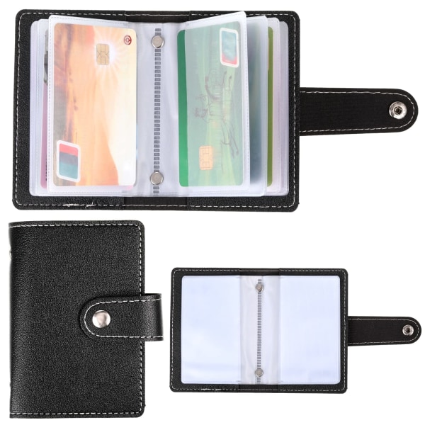 Nahkainen luottokorttikotelo Pehmeä PU-nahkainen lompakko Musta peruskorttikotelo Käyntikorttipidike Ohut, kevyt luottokorttilompakko 26 paikkainen (musta)
