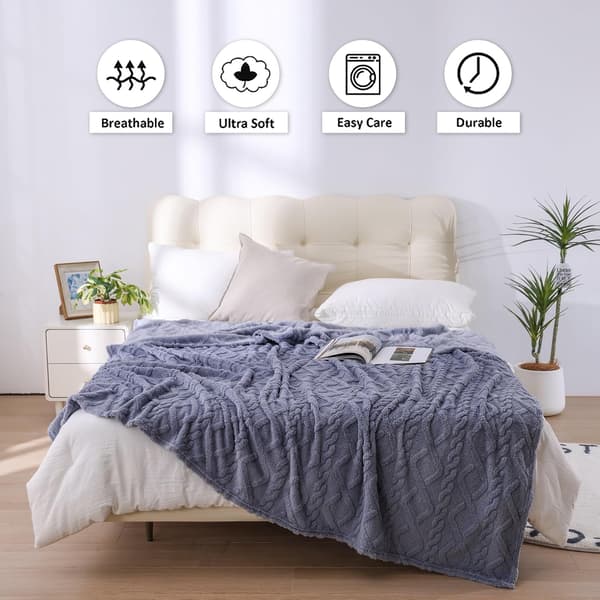 1 stk. fleecepledd stort pledd til sofa og seng, lettvektspledd, mykt, varmt, koselig, luftig ullpledd 150×200 cm, lysegrå. light gray