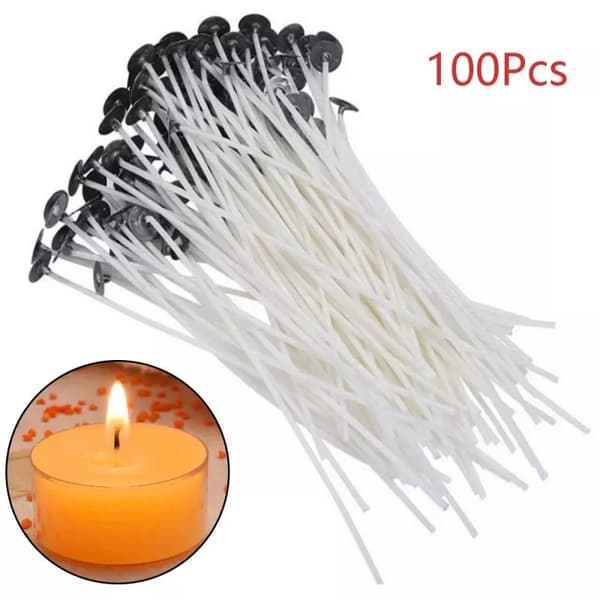 Voksede stearinlysveker (20 cm) 100 stk Hvit