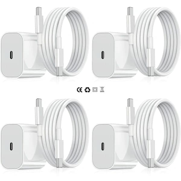 iPhone Hurtigoplader 20W USB-C Strømadapter med Kabel, Hvid, 2-pak iPhone 2-pak iPhone 2-pack