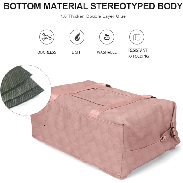 Weekender Duffel Bags til kvinder og mænd, rejsetasker til fly, søde sportstasker til fitness, dans og overnatning med våd lomme pink