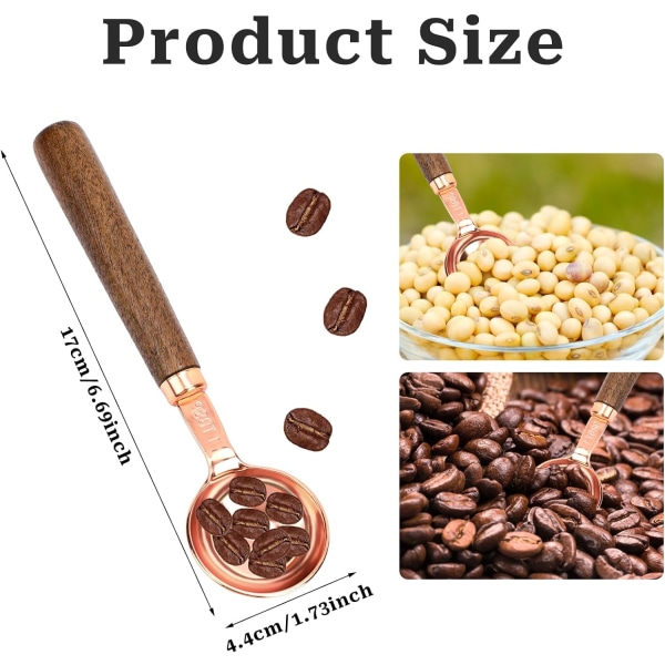 6,7 tommers 1 spiseskje kaffeskje for malt kaffe Tre lang håndtak kaffebønneskje teskje måleskje, 1 ss
