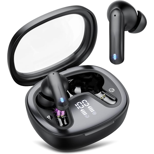 Langattomat nappikuulokkeet, Bluetooth 5.3 -kuulokkeet korvassa, Bluetooth-kuulokkeet 4 ENC-kohinanvaimennusmikrofonilla, UUDET Mini Bluetooth -nappikuulokkeet 36 tunnin syvä basso