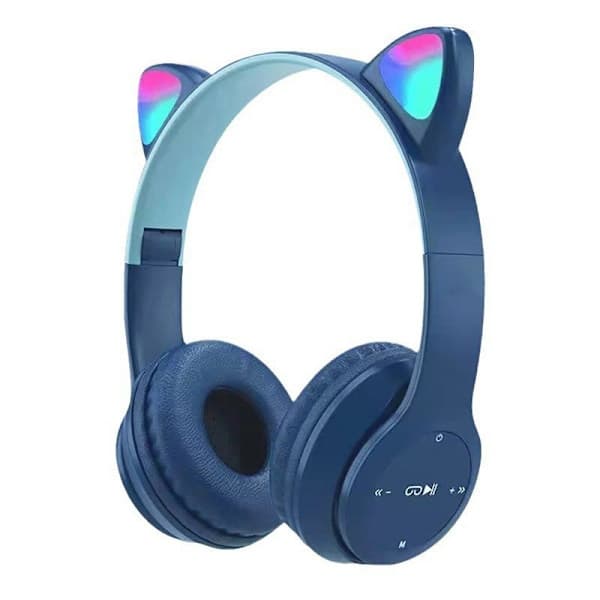 e Kat Ear Bluetooth-kompatibelt headset med LED trådløst headset {hw}{FY} Marineblå Navy blue