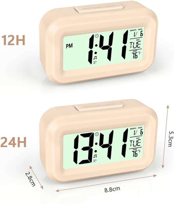 1 stk. digitalt vækkeur til sengebord, LED-displayure med justerbar snooze 12/24 timer (pink) pink