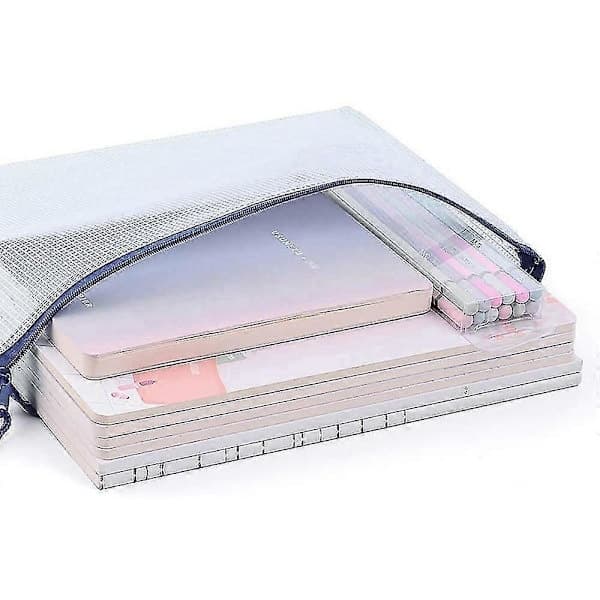 10-pack Mesh Dragkedja Pennfodral A4 Storlek - Vattentät Kontorsmaterial Organizer, Rivtålig Plast