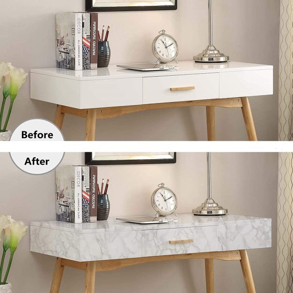 60cmx10m selvklebende marmorfilm for møbler Hvit tapet Møbelklistremerke DIY