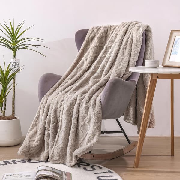 1 stk. fleecetæppe stort plaid til sofa og seng, letvægtstæppe, blødt varmt hyggeligt fluffy uldplaid 150×200 cm, khaki. Khaki