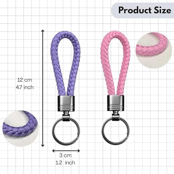 2 stk. nøgleringe, lædernøgleringe til kvinder og mænd (pink, lilla) pink，purple