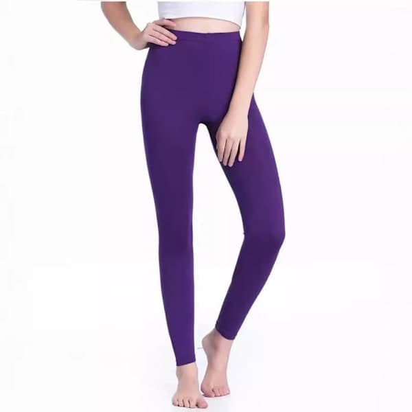 Leggings for kvinner ensfarget høy midje elastisk kaffe 4XL kaffe 4XL Coffee