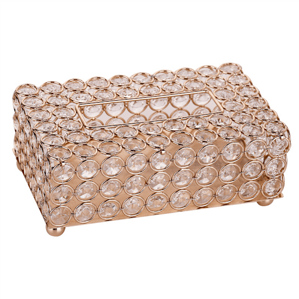 Crystal tissue box home living room creative office decoration light luxury transparent tissue box (gold)