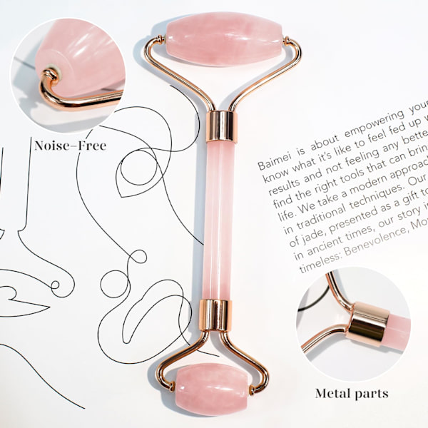 Gua Sha og ansigtsrulle, rulle rose quartz Gua Sha sten