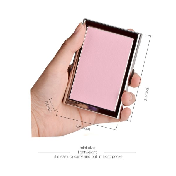 RFID kreditkortshållare plånböcker för kvinnor eller män smala rostfritt stål och PU-läder kreditkortsskydd för att hålla bankomatkort (rosa)