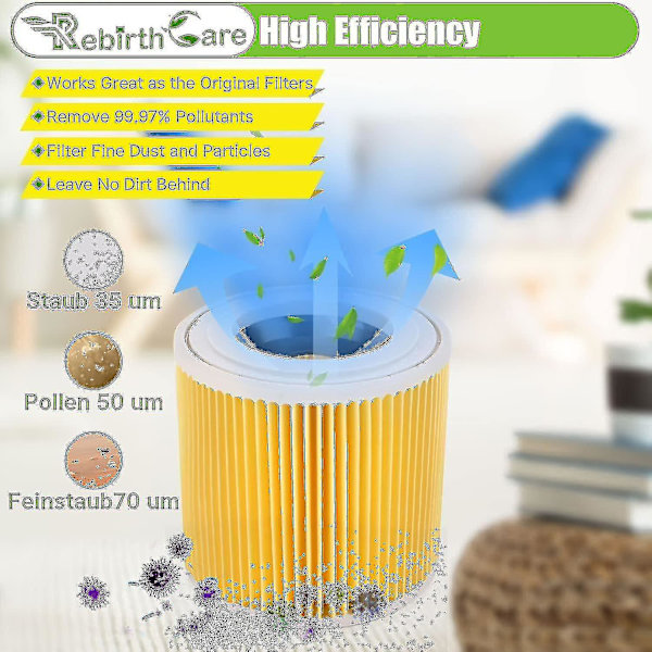 2-pak patronfilter til Wd3 Premium Wd2 Wd3 Wd3p Wd3 Mv2 Mv3 Filter Wd3 erstatningsfilter