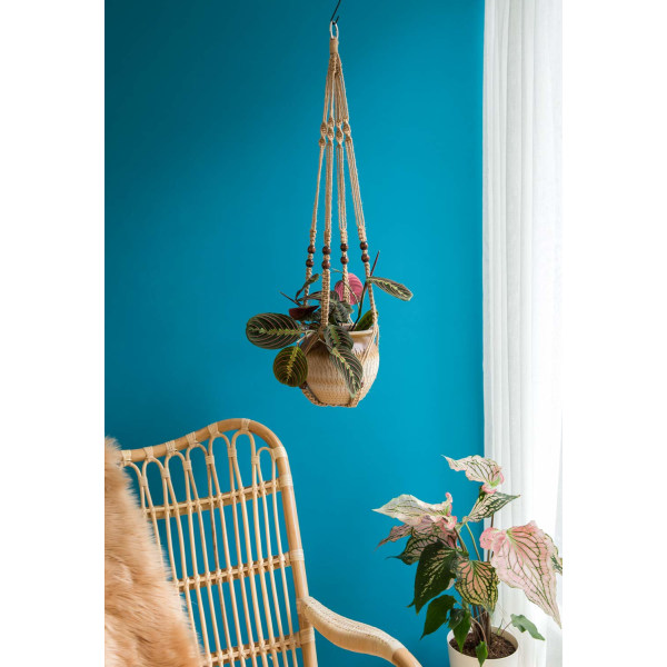 Macrame hängande korg Boho dekorativ bomullsrep blomkrukahållare hängande korg växter för inomhus utomhus tak balkonger dekoration, 89cm