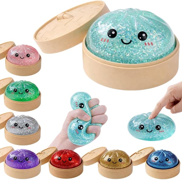 Glitter Dumpling Squishies Mystery Box, Mjuk Dumpling Stressavlastande Sensorisk Leksak för Vuxna (Ljusblå) light blue