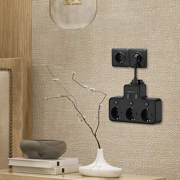Strømskinne EU-adapter Hurtigopladning, 4000W 16A, Rejsestikadapter Udtag Elektrisk Stik