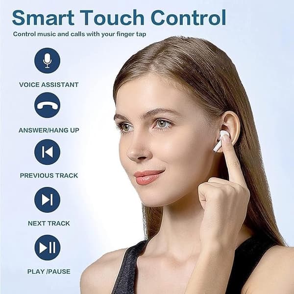 Trådløse hovedtelefoner Bluetooth 5.0, støjreducerende in-ear hovedtelefoner med 3D-stereo, dyb bas sportshovedtelefoner til Android Samsung iPhone